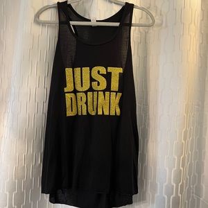Just Drunk’ Black Tank Top- Size XXL